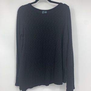 Left of Center womens medium sweater pullover angled hem raw edges long sleeve